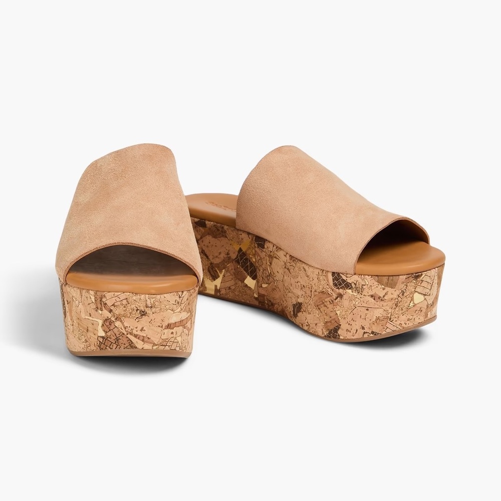 SEE BY CHLOÉ Liana suede platform mules Size 8 Sand Color